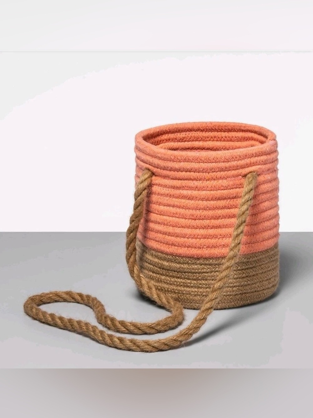 Opalhouse Coiled Rope Basket Coral Natural Boho Chic